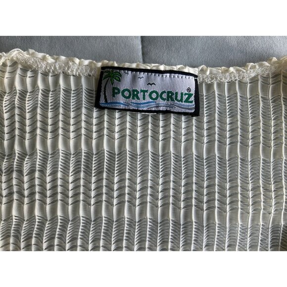 Porto Cruz Crochet Cover Up Tunic Top Open Knit Beach Swim Pool Bohemian Cream S - Picture 5 of 8